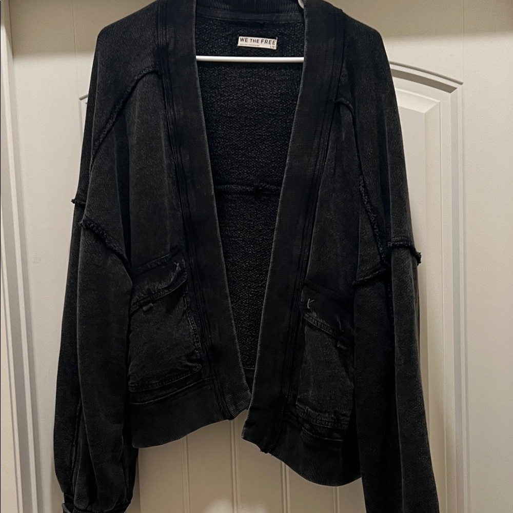 Free people washed black jacket/cardigan size L - Picture 3 of 6